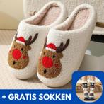 Fluffy Kerst Herten Pantoffels | + GRATIS SOKKEN, Diversen, Kerst, Verzenden, Nieuw