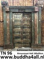 Oude teakhouten poort incl. kozijn / 150 jaar oude deuren, Ophalen of Verzenden