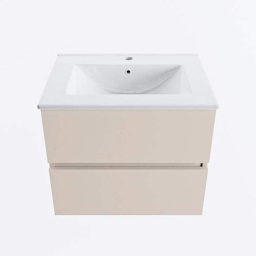 MONDIAZ VICA 60cm badmeubel onderkast Linen 2 lades., Doe-het-zelf en Verbouw, Sanitair, Bad, Nieuw, Ophalen of Verzenden