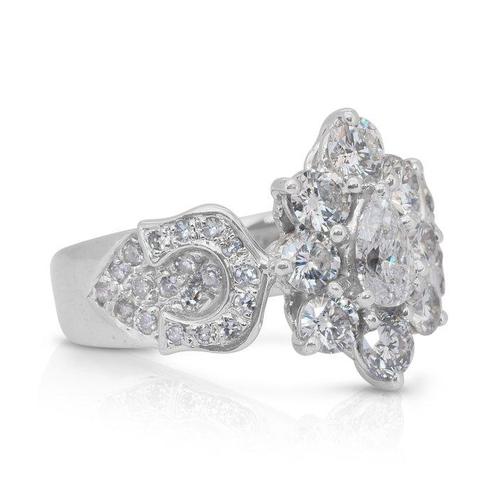 Ring - 18 karaat Witgoud - 2.11ct. tw. Diamant (Natuurlijk), Sieraden, Tassen en Uiterlijk, Ringen