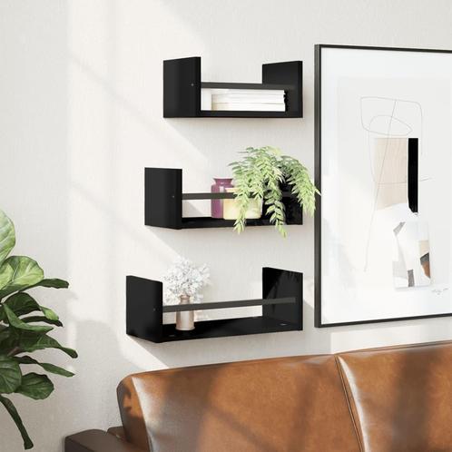vidaXL 3-delige Wandschappenset met stangen bewerkt hout, Huis en Inrichting, Woonaccessoires | Wandplanken en Boekenplanken, Nieuw