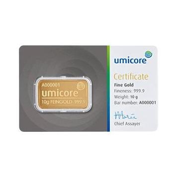 10 gram goudbaar Umicore (met certificaat) - Goudzaken