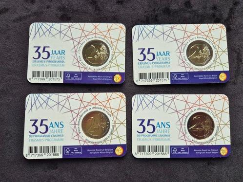 België. 2 Euro 2022 Erasmus NL + FR (4 coincards) (Zonder, Postzegels en Munten, Munten | Europa | Euromunten