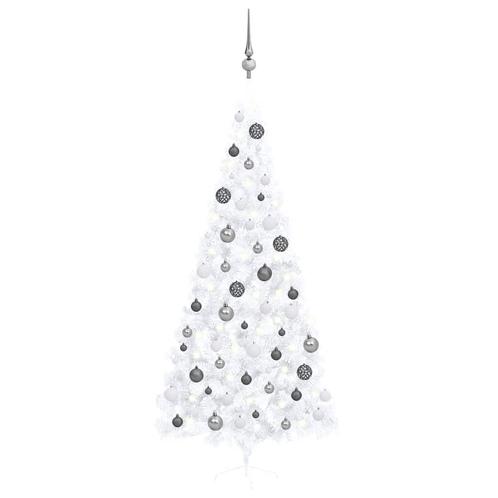 vidaXL Kunstkerstboom met verlichting en kerstballen half, Diversen, Kerst, Nieuw, Verzenden