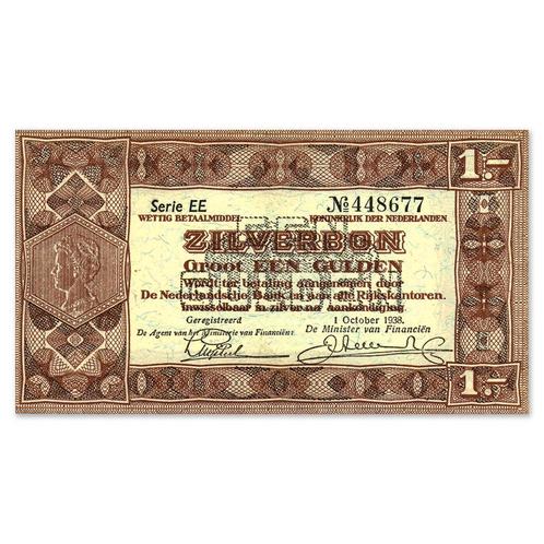 1 Gulden Zilverbon 1938 ZFr, Postzegels en Munten, Bankbiljetten | Nederland, Verzenden