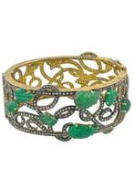 Armband Zilver, Antieke Juweel Armband met Diamanten en Jade, Sieraden, Tassen en Uiterlijk, Armbanden, Nieuw