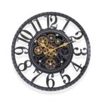 IvoQ Industriële Wandklok met Bewegende Tandwielen Zwart, Huis en Inrichting, Verzenden, Nieuw