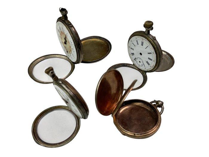 Zilveren zakhorloges (4) - - .800 zilver - 1930-1940, Antiek en Kunst, Antiek | Klokken