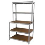Stellingkast met Werkbank - 100x60x180 cm - 100% schroefloos, Zakelijke goederen, Kantoor en Winkelinrichting | Magazijn, Stelling en Opslag