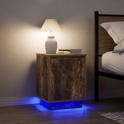 vidaXL Nachtkastjes met LED-verlichting 2 st gerookt, Huis en Inrichting, Slaapkamer | Nachtkastjes, Nieuw, Hout, Verzenden