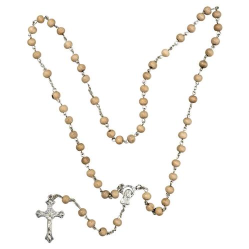 Fako Bijoux® - Ketting - Rozenkrans - Sandelhout - Beige, Sieraden, Tassen en Uiterlijk, Kettingen, Verzenden