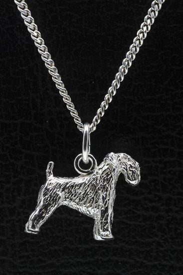 Zilveren Irish soft-coated wheaten terrier ketting hanger..., Sieraden, Tassen en Uiterlijk, Kettinghangers, Verzenden