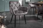 Design stoel MILANO groen fluweel met Chesterfield quilting, Nieuw, Ophalen of Verzenden
