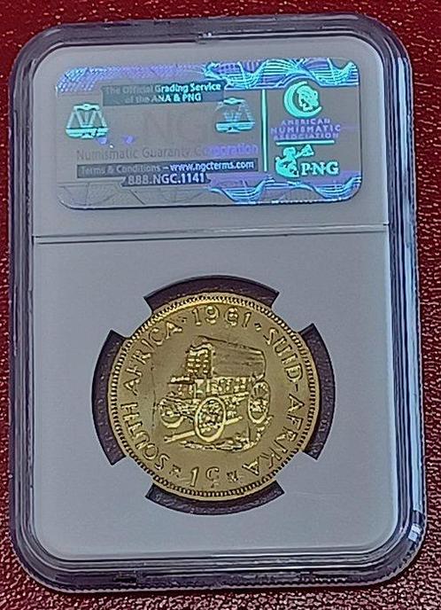 Zuid-Afrika. 1 Cent 1961 - NGC PF64 RARE MINTAGE 7,530, Postzegels en Munten, Munten | Europa | Niet-Euromunten