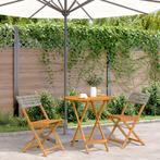 vidaXL 3-delige Bistroset poly rattan en massief hout grijs, Tuin en Terras, Tuinsets en Loungesets, Verzenden, Nieuw, Hardhout