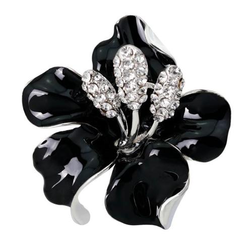 Fako Bijoux® - Broche - Orchidee - 47x50mm - Zwart, Sieraden, Tassen en Uiterlijk, Broches, Verzenden