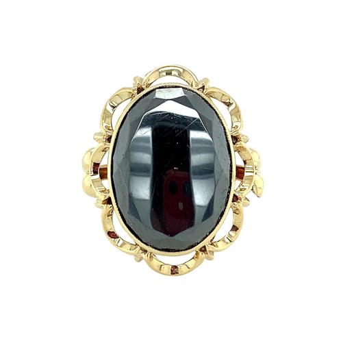 Gouden ring met hematiet 14 krt, Sieraden, Tassen en Uiterlijk, Ringen, Nieuw, Ophalen of Verzenden