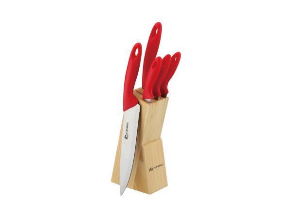 Veiling - Messenset 6-delig Inclusief Messenblok Rood, Huis en Inrichting, Keuken | Bestek