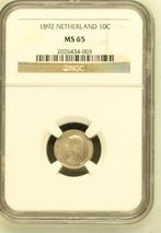 Koningin Wilhelmina 10 cent 1892 MS65 NGC gecertificeerd, Verzenden, Zilver, 10 cent, Koningin Wilhelmina
