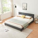 Aron Bedframe kunstleer en matras 180x200 donkergrijs, Huis en Inrichting, Slaapkamer | Bedden, Verzenden, Nieuw