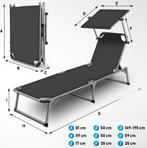 Ligbed - Ligstoel - Zonnebed - Opvouwbaar - Grijs - Tillvex®, Tuin en Terras, Verzenden, Zo goed als nieuw