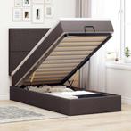 vidaXL Bed poef met matras en LEDs 90x200 cm stof, 90 cm, Eenpersoons, Bruin, Verzenden