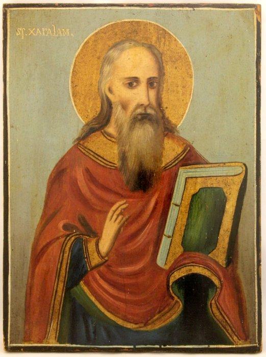 Icoon - Grote icoon van Sint Charlambos - Hout, Antiek en Kunst, Kunst | Niet-Westerse kunst