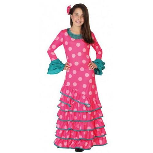 Roze Spaanse verkleedjurk voor kids - Spaanse kleding, Kinderen en Baby's, Carnavalskleding en Verkleedspullen, Ophalen of Verzenden
