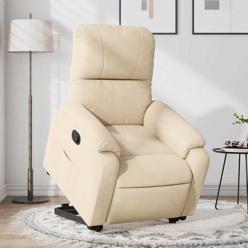 vidaXL Sta-op-stoel verstelbaar microvezelstof crèmekleurig, Huis en Inrichting, Fauteuils, Nieuw, Verzenden