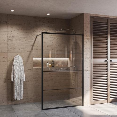 BWS Douchewand Frame 8mm Nano Glas | Mat Zwart | Raster |, Doe-het-zelf en Verbouw, Sanitair, Douche, Nieuw, Ophalen of Verzenden