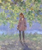 Chris van Dijk  (1952) Impressionist -  Girl near the river