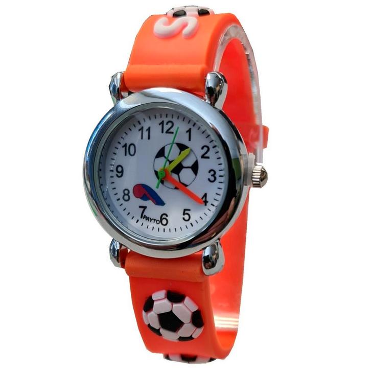 Fako - Kinderhorloge - 3D - Voetbal - Oranje, Sieraden, Tassen en Uiterlijk, Horloges | Kinderen, Verzenden