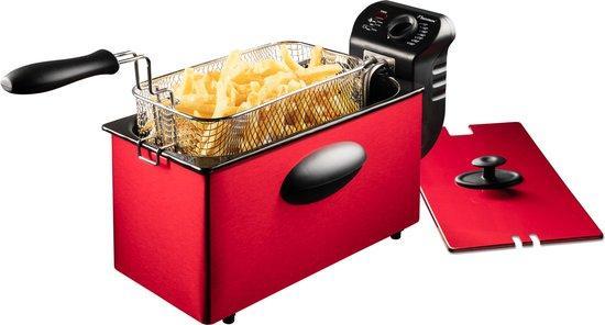 Bestron AF357R Friteuse – 3,5L Koude Zone – Rood RVS ..., Witgoed en Apparatuur, Frituurpannen, Verzenden