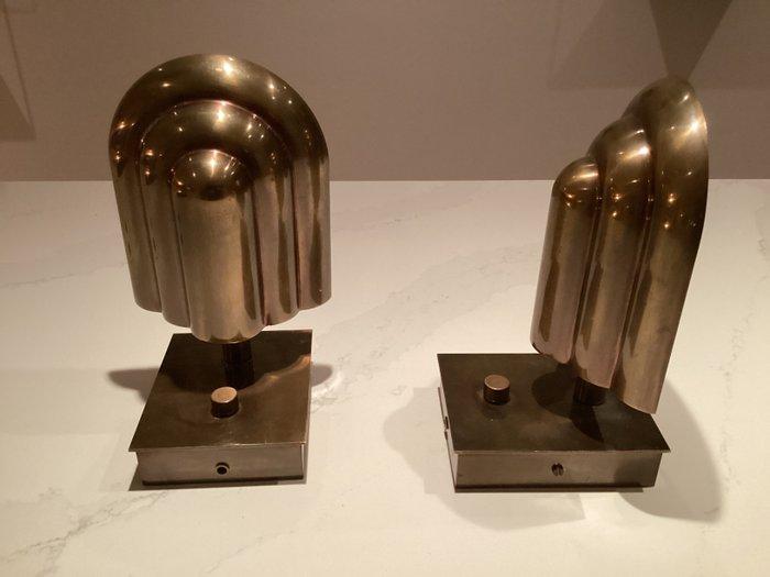 streamline modern - Wandlamp (2) - Gepatineerd brons - 2 art, Antiek en Kunst, Curiosa en Brocante