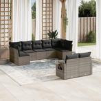 vidaXL 9-delige Loungeset met kussens poly rattan grijs, Verzenden, Nieuw, Rotan, Loungeset