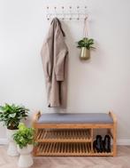 Bankje - Arch Double Shelf - Bamboe - Grijze stof, Verzenden, Nieuw