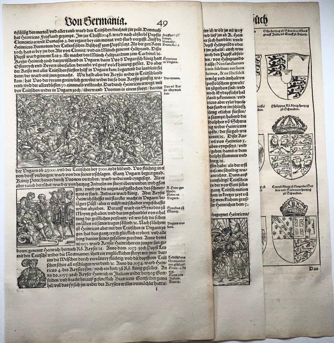 3 Folios. Heinrich Vogtherr; Hans Holbein - 18 woodcuts,, Antiek en Kunst, Antiek | Boeken en Bijbels