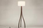 Rietveld Vloerlampen - Wit, Bruin, Hout - Stof, Hout, Verzenden, Nieuw