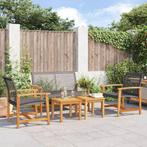 vidaXL 5-delige Loungeset poly rattan en acaciahout zwart, Verzenden, Nieuw, Rotan, Loungeset