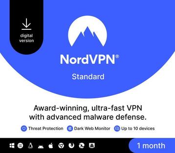 NordVPN Standard Global Key (1 Maand / 10 apparaten) beschikbaar voor biedingen