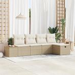 vidaXL 5-delig tuinbankstel met kussens in beige poly rattan, Verzenden, Nieuw, Rotan
