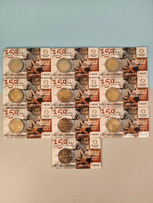 België. 2 Euro 2014 Croce Rossa (10 coincards) versione, Postzegels en Munten, Munten | Europa | Euromunten