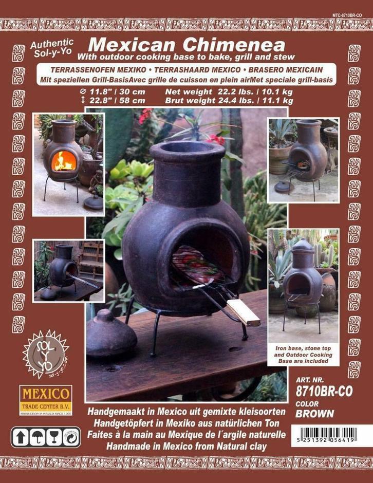 Mexicaanse Tuinhaard SOL-Y-YO 8710BR 30x58cm GOEDKOOPSTE NL!, Tuin en Terras, Tuinhaarden, Nieuw, Ophalen of Verzenden