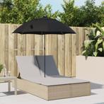 vidaXL Ligbed 2-persoons met kussens en parasol poly rattan, Tuin en Terras, Ligbedden, Verzenden, Nieuw