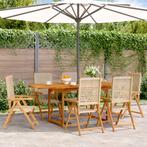 vidaXL 7-delige Tuinset poly rattan en massief hout beige, Tuin en Terras, Tuinsets en Loungesets, Verzenden, Nieuw, Hardhout