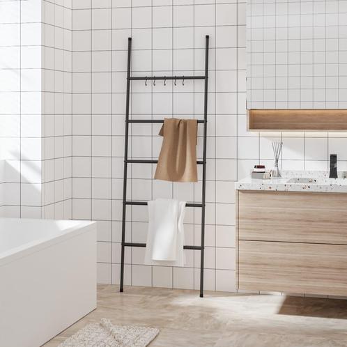 vidaXL Handdoekenrek ladder met 5 lagen 58x175 cm ijzer, Huis en Inrichting, Badkamer | Badtextiel en Accessoires, Zwart, Nieuw