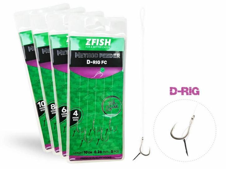Method Feeder Fluorocarbon D-Rig + Bait Spike 5 st., Watersport en Boten, Hengelsport | Karpervissen, Overige typen, Nieuw, Verzenden