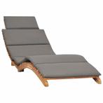vidaXL Ligbed inklapbaar met donkergrijs kussen massief, Tuin en Terras, Ligbedden, Verzenden, Nieuw