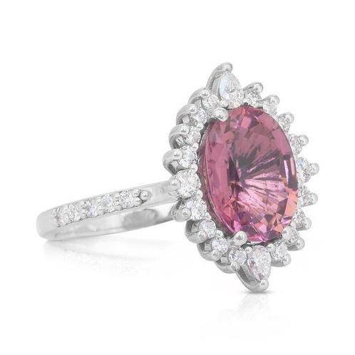 Ring - 18 karaat Witgoud - 3.49ct. tw. Toermalijn - Diamant, Sieraden, Tassen en Uiterlijk, Ringen