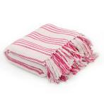 vidaXL Plaid strepen 125x150 cm katoen roze en wit, Verzenden, Nieuw, Roze